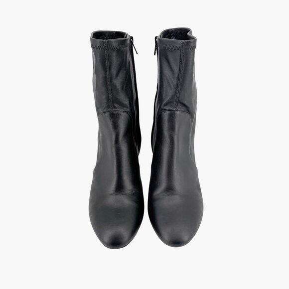 Louis Vuitton Silhouette Black Leather Block Heel Ankle Boots Size 37.5 US 7.5 - Picture 2 of 16